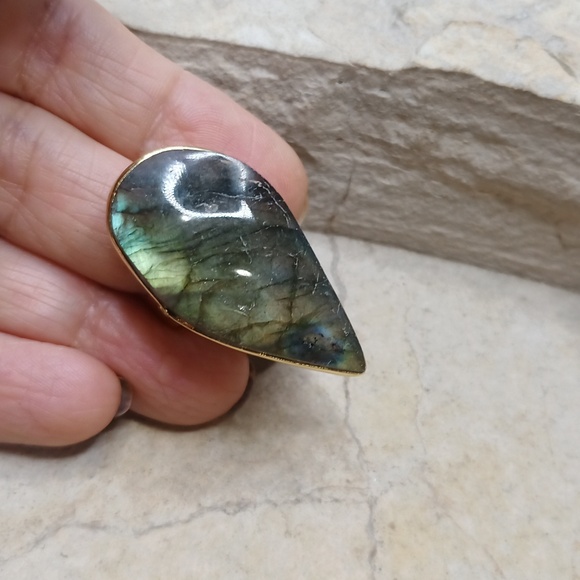 Labrodite stone Statement Ring Adjustable - Picture 5 of 5